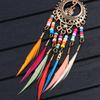 Bohemian Feather Earrings 2024 Ethnic Vintage Rainbow Colorful Beads Feather Tassle Earrings For Women Hawaiian Jewelry