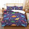 Cartoon Animal Pattern Bedding Set Dinosaur Print Quilt Cover Pillowcase Kid Teenager Single Bed Bedding Gift