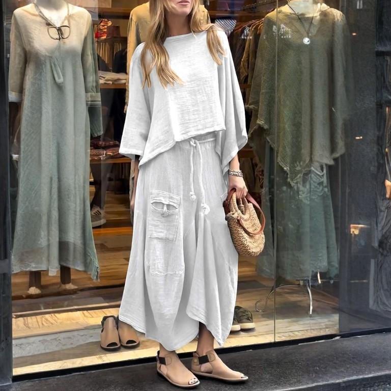 Женский свободный удобный повседневный модный однотонный топ с длинными рукавами, однотонная юбка, комплект из двух предметов