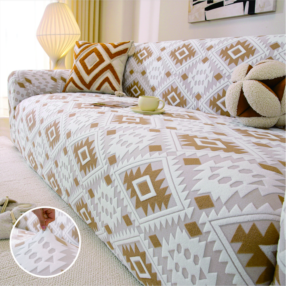 Bohemia Pattern Sofa Cover Fully Covered with Dust-proof Sofa Protective Cover Machine Washable Highly Elastic Pet Friendly