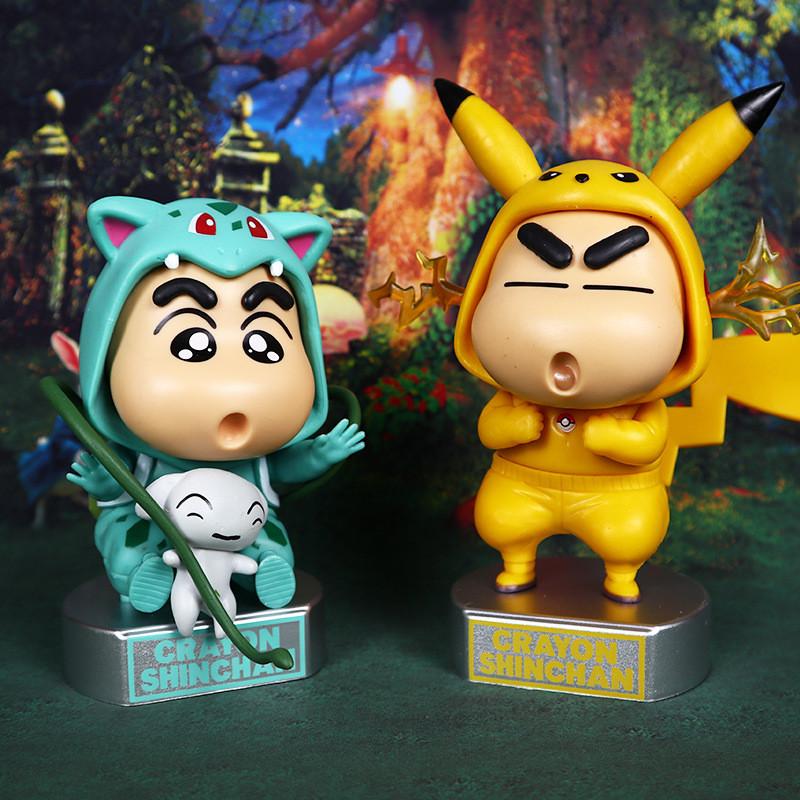 Shinchan Crayon Cos Garage Kit Pocket Monster Pikachu Toy Figurine Ornament Car