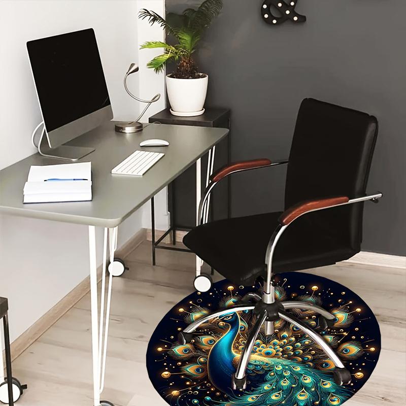 1pc Office Carpet Chair Mats Enchanted Peacock Feather Artwork Perfect for Decorating Office Chairs, Living Rooms, Or Bedrooms