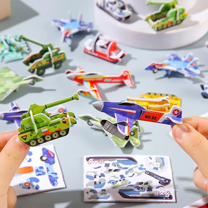 30 шт. 3D Бумажные пазлы-головоломки «Танк Самолет» Игрушки для Детей Мальчиков Хобби Подарки на День Рождения Школьные Награды Мешок с Угощениями Наполнитель для Пиньяты