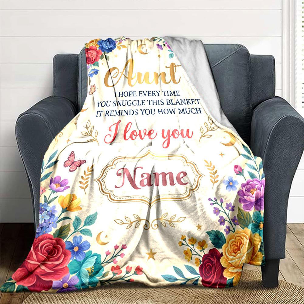 Aunt'S Love Blanket Blanket Personalized Name Soft Warm And Versatile For Sofa Bed Office And Travel Machine Washable Comfortable In All Seasons Best