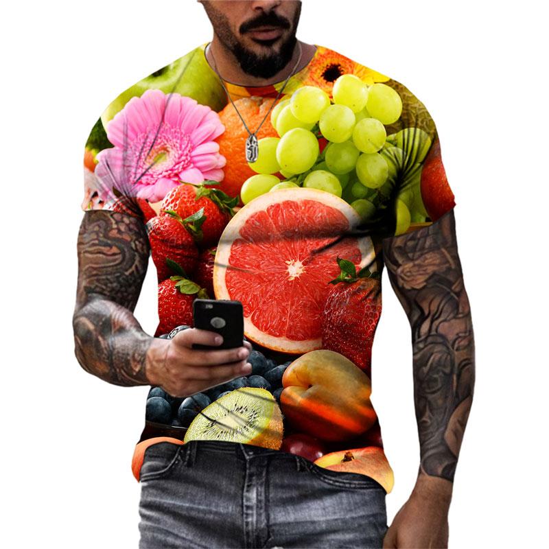 Летние забавные футболки с рисунком овощей и фруктов, мужские модные оригинальные футболки с короткими рукавами с 3D принтом, топы
