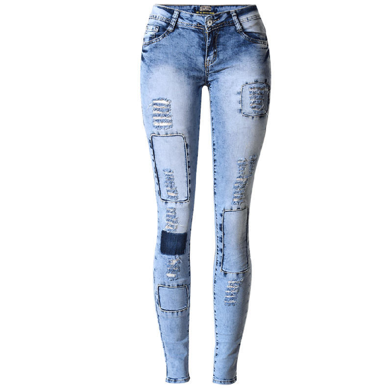 Cotton Denim Size Ripped Jeans High Waist Woman YG Hole Plus Fashion Skinny