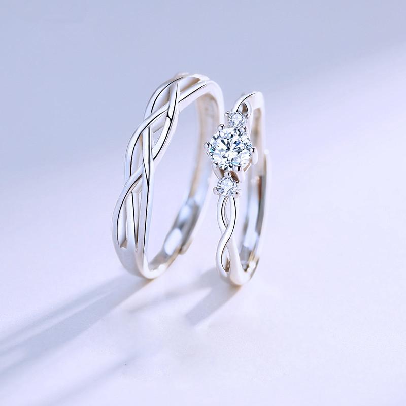 Роскошные циркониевые парные кольца для женщин и мужчин, цветочные короны, предложение, обещание, регулируемые кольца, ювелирные изделия на годовщину свадьбы