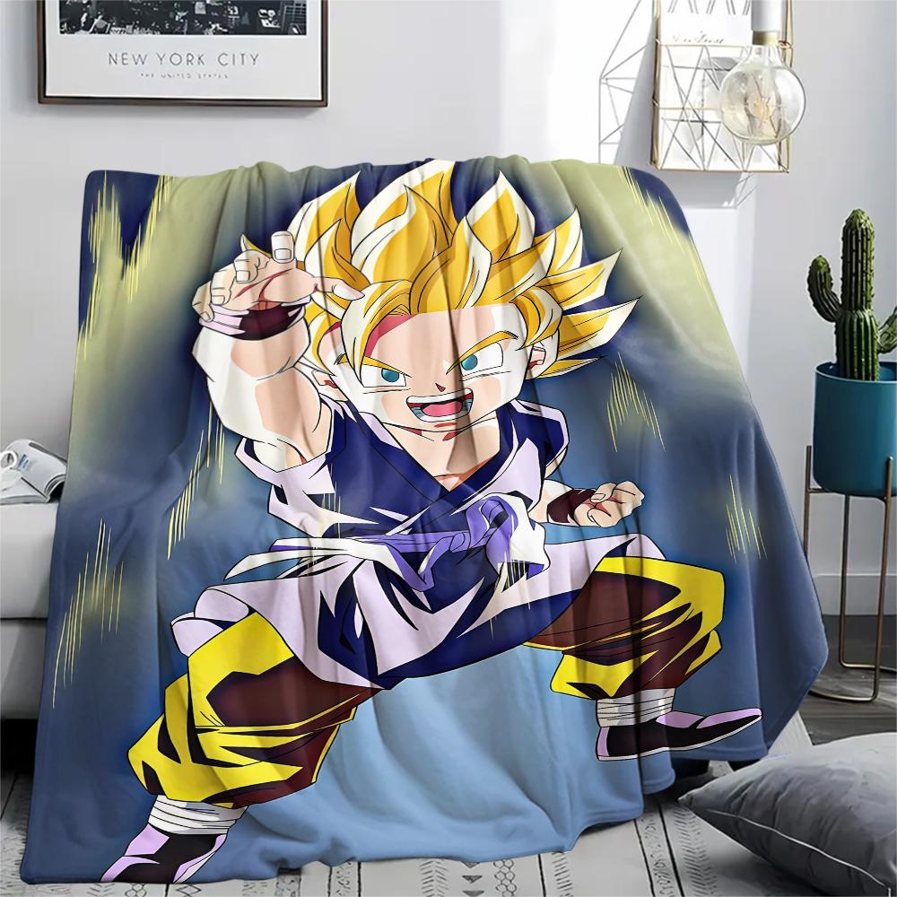 Фланелевое одеяло с принтом персонажей Dragon Ball, Высококачественное, Удобное для всех сезонов, Декор для дома, Тепло и уют, Идеально для рождественских подарков