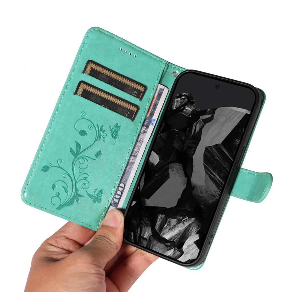 For Google Pixel 9 Pro XL/Google Pixel 10 Pro XL PU Leather Cases Flower Pattern Wallet Stand Phone Cover with Strap