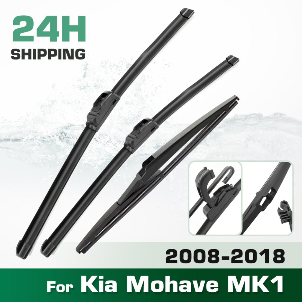 For Kia Mohave MK1 2008-2018 2009 2010 2011 2012 Wiper Front&Rear Wiper Blades Windshield Windscreen Window Brushes 24"+20"+14
