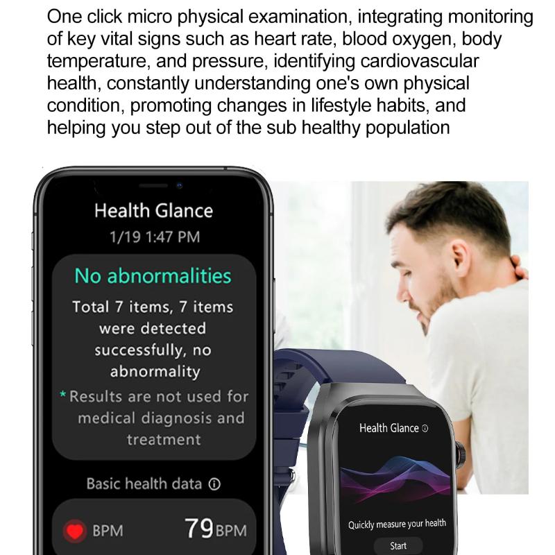 2025 Новые Точные Смарт-часы для Измерения Жира в Крови и Мочевой Кислоты Мужские Микрофизическое Обследование Здоровье Пяти Органов Часы Bluetooth Звонок Смарт-часы