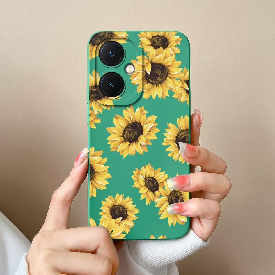 Задняя крышка для Vivo V29 Lite X90 Y78 + Y17S Y27 Y36 Pro Чехол Красивая бабочка Подсолнух Матовый Роскошный мягкий жидкий чехол для телефона высокого качества для Vivo Capas