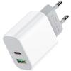 20W Fast USB-C Charger - ROHS - 2 PD/QC3 Ports - White - Fast Charging - Compatible Smartphones