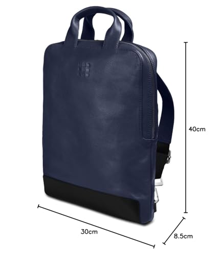 Кожаный бизнес-рюкзак Moleskine Classic с отделением для 15-дюймового ноутбука, вертикальный дизайн, сапфирово-синий