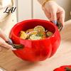 Суповая тарелка с крышкой и двумя ручками, тыква, безопасна для микроволновой печи, декоративная, практичная, кухонный подарок для дома, керамическая тарелка, термостойкий горшок для тушения