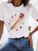 (Asian Size) Tee Top Feather Flower Style Cute Women Clothing T Shirt Woman Print Fashion Female Short Sleeve Graphic T-shirts