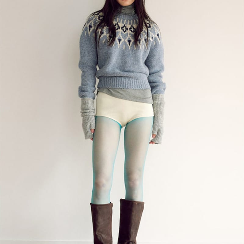 Kuho plus Вязаные в рубчик митенки серые (KE4X5UM083)