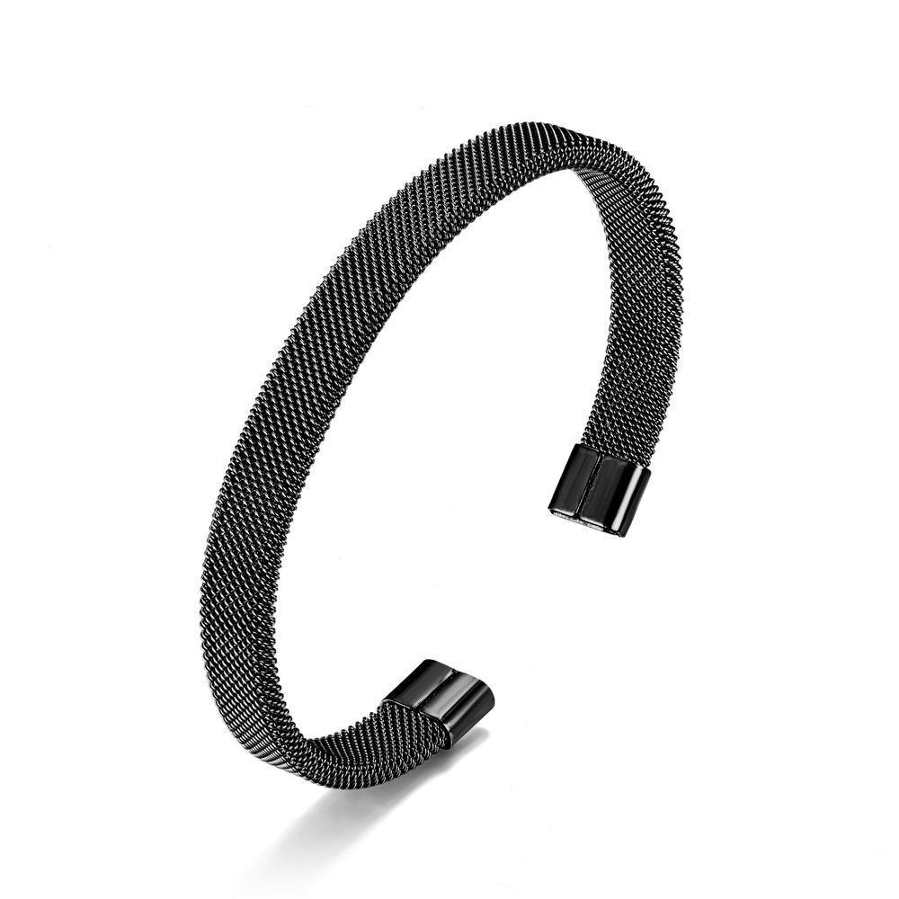 Stainless Steel Niche Wire Mesh C-Shaped Opening Bracelet Fashion Jewelry Gift for Women And Men