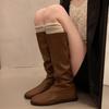 Французские нишевые высокие сапоги женская обувь 2025 новый осень и зима однотонные тонкие, но высокие до колена сапоги рыцаря