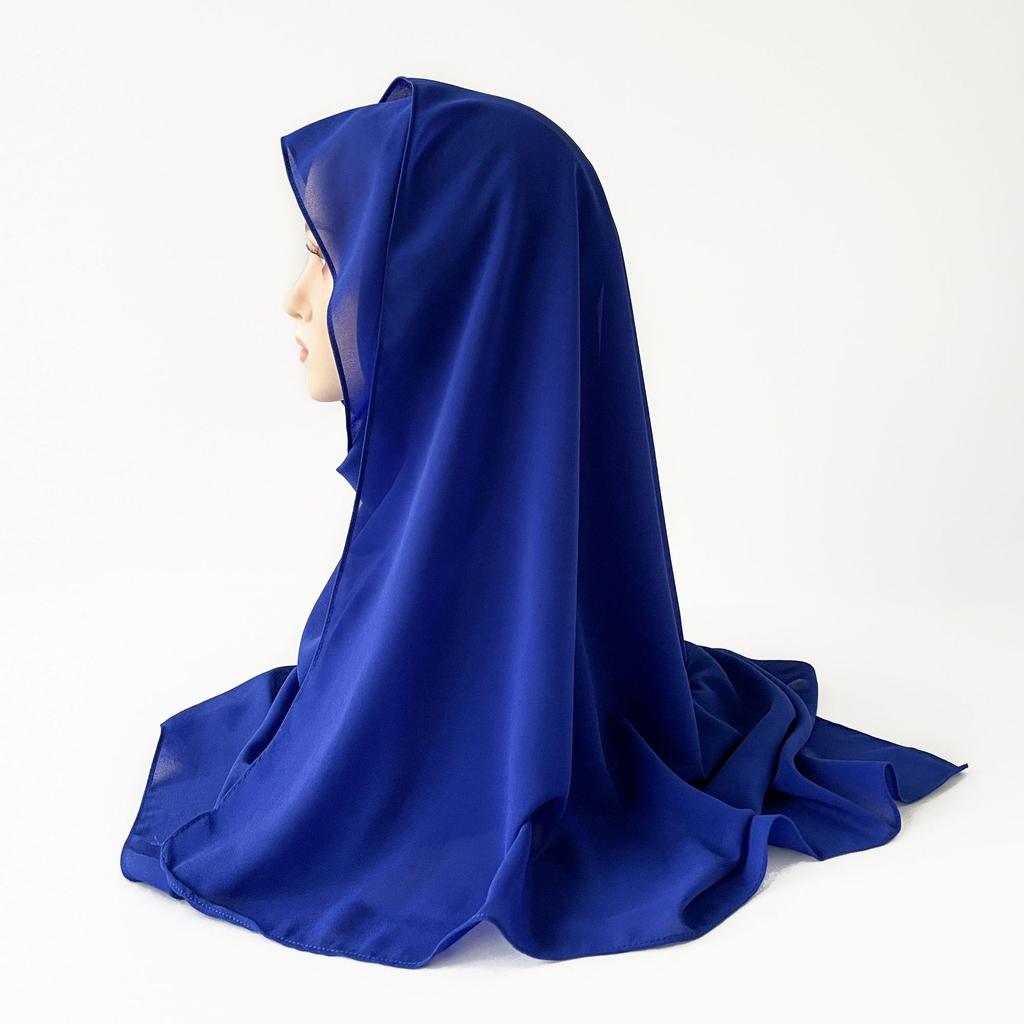 Малазийский однотонный этнический стиль атласный длинный шарф монохромный жемчужный шифоновый платок