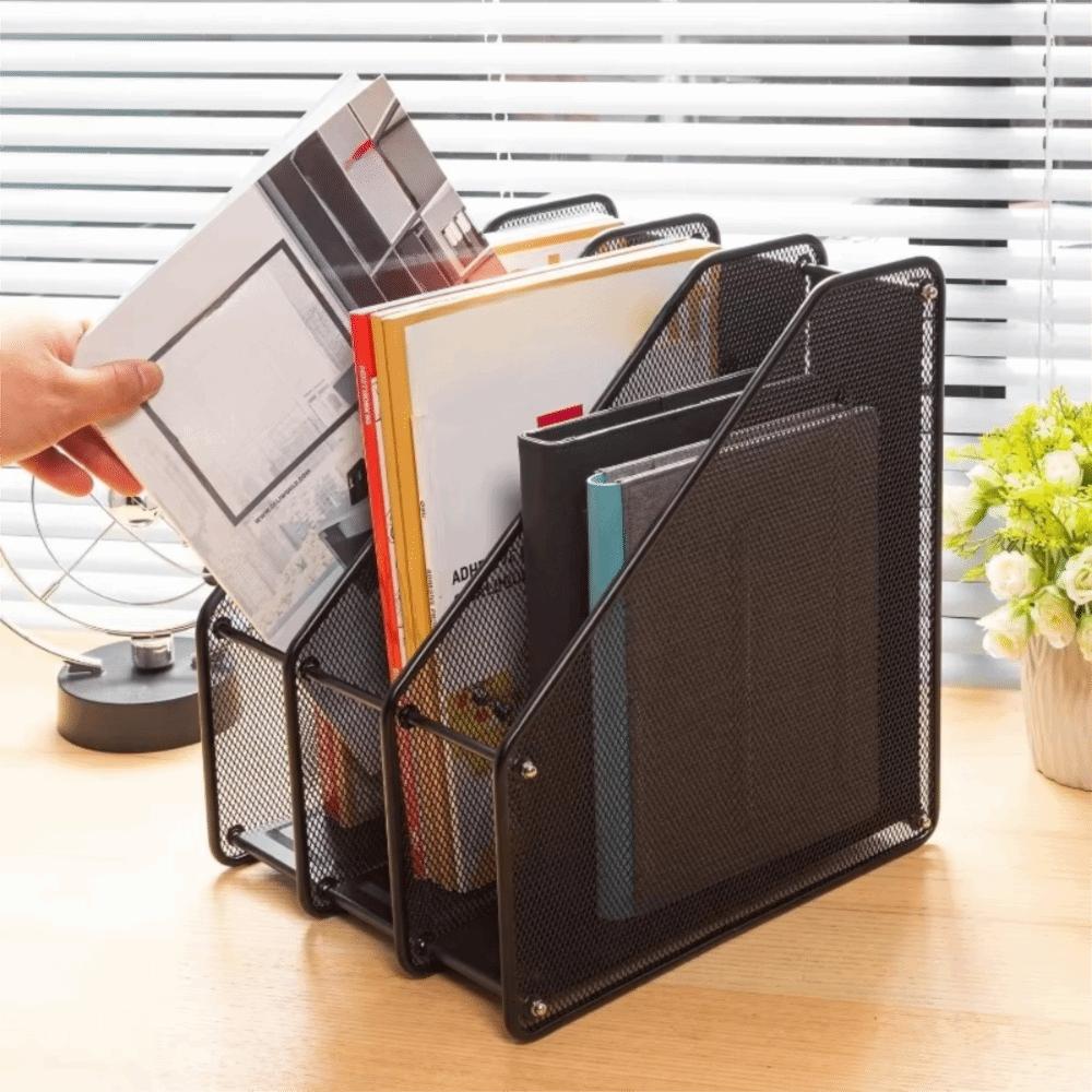 Data Rack 3 Tier File Frame Wire Mesh Standing Desktop File Folder Metal File Rack Restaurant