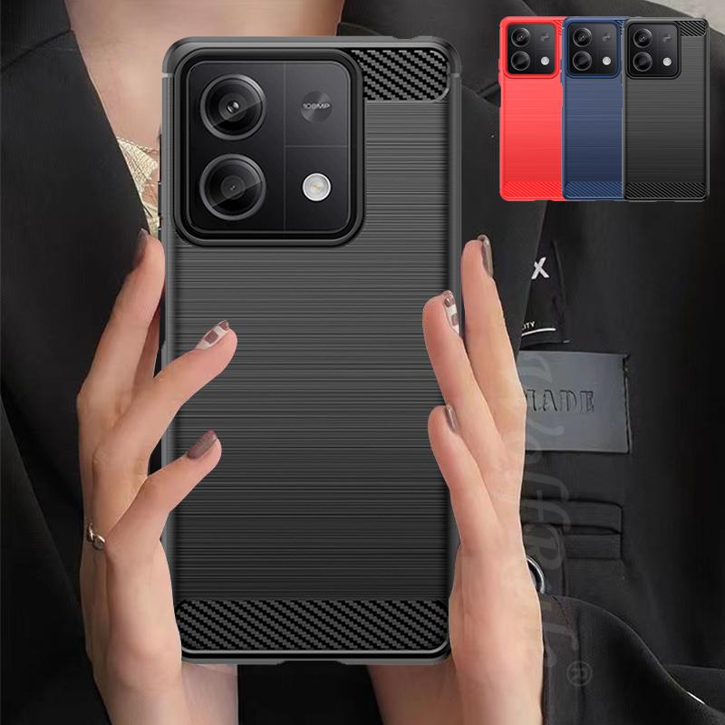 Для Для Poco X6 5G Чехол Обложка Xiaomi Для Poco X6 Pro 5G Capas Ударопрочный Задняя крышка телефона Углеродное волокно Мягкий ТПУ Fundas Для Poco X6 5G