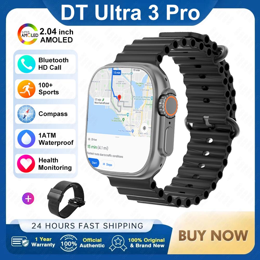 2025Новые DT Ultra 3 Pro Google map NFC Смарт-часы 32G Память Музыка Видео NFC Bluetooth Звонок Водонепроницаемые Смарт-часы
