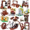 MOC Medieval Building Blocks Set Accessories Smithy Bedroom Table Bar Furniture Kitchen Assembly Boy Toy Mini Bricks K027 DIY