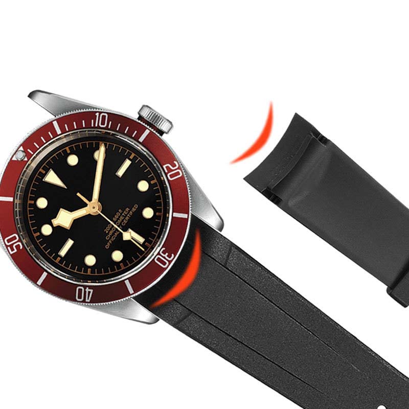 Классический высококачественный резиновый ремешок для часов Tudor Black Bay GMT с застежкой-молнией, черный, синий, красный, 22 мм