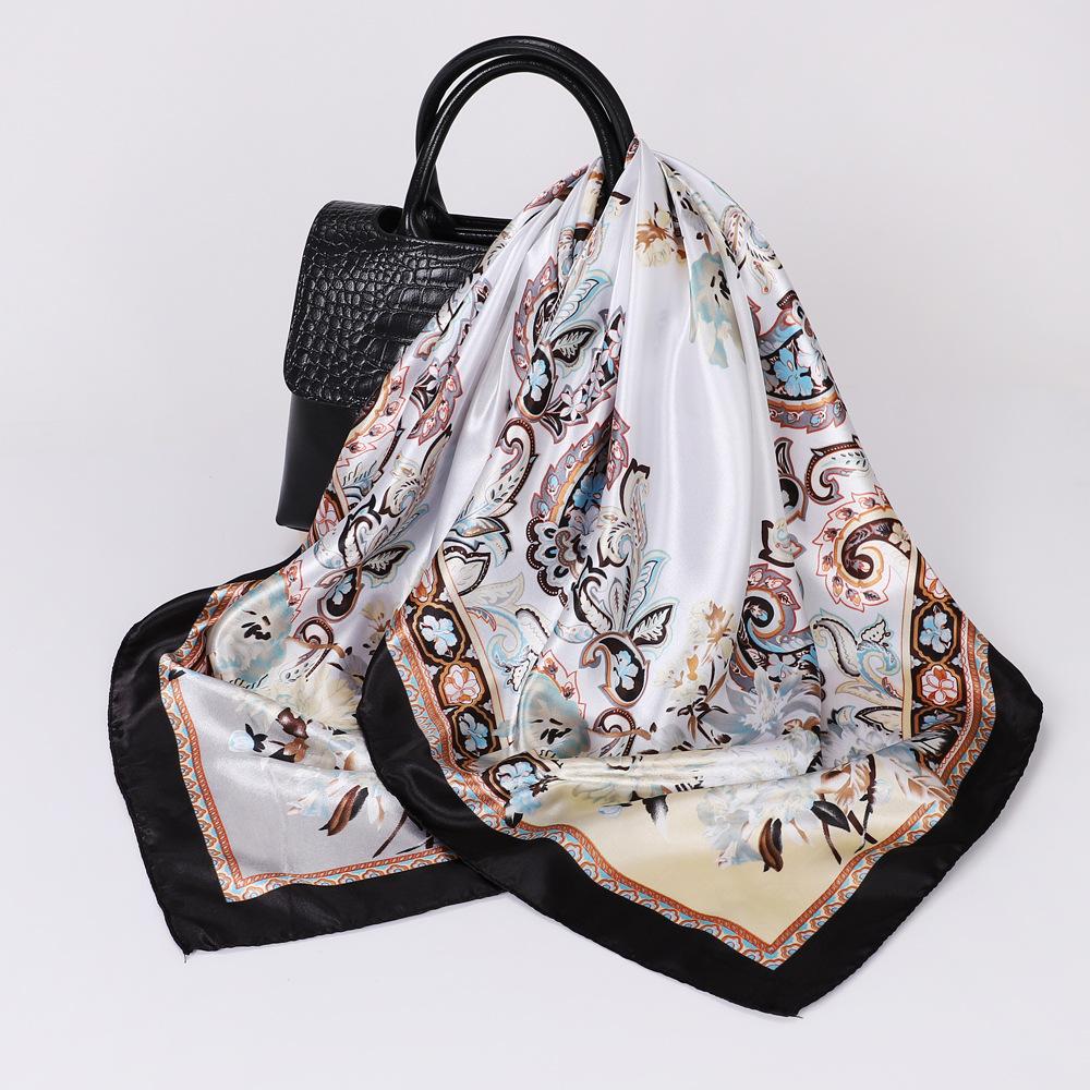 90 см тюрбан с цветком кешью, женский шелковый большой квадратный шарф, этническая шаль, шелковый шарф, модный