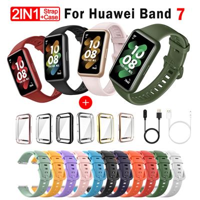 Мягкий силиконовый ремешок для Huawei Band 7, аксессуары, сменный браслет, защитный чехол для экрана, браслет для Huawei Watch Band7