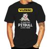 cotton T-shirt brand top Warning A Farting Pitbull Lives Here Shirt Custom Screen Printed Tee Shirt
