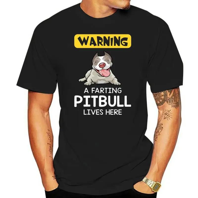 cotton T-shirt brand top Warning A Farting Pitbull Lives Here Shirt Custom Screen Printed Tee Shirt