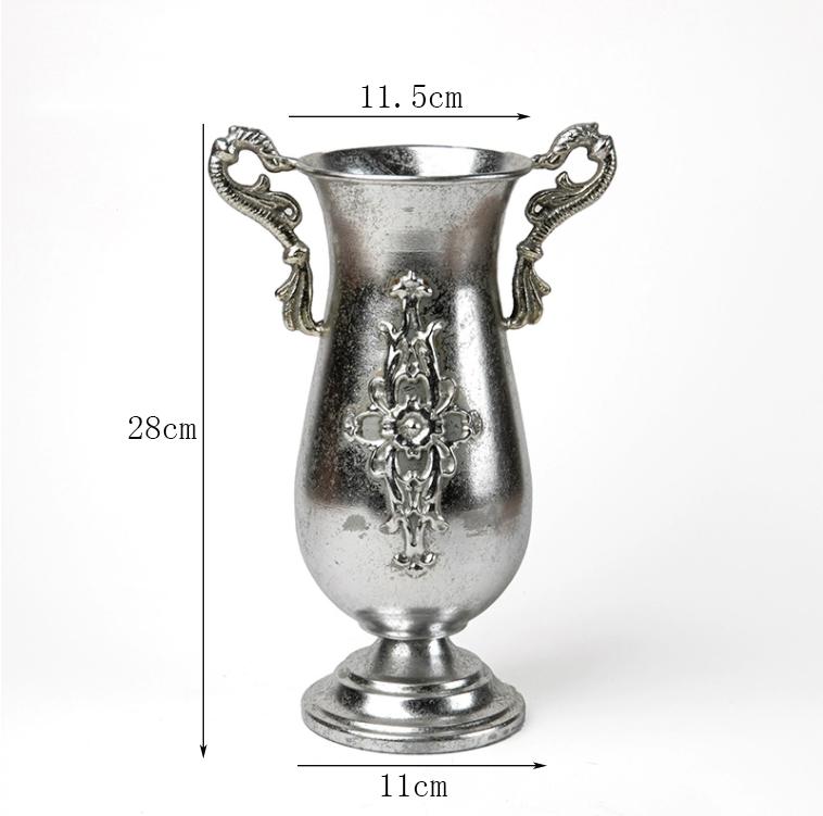 Vintage Classic Silver Iron Flower Vase Decoration Home Room Table Flowerpot Ornaments Office Store Flower Arrangement Crafts
