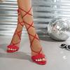 Новые летние модные сандалии Элегантные Сексуальные с перекрестными ремешками Банкет Вечеринка Каблуки-шпильки Свадьба