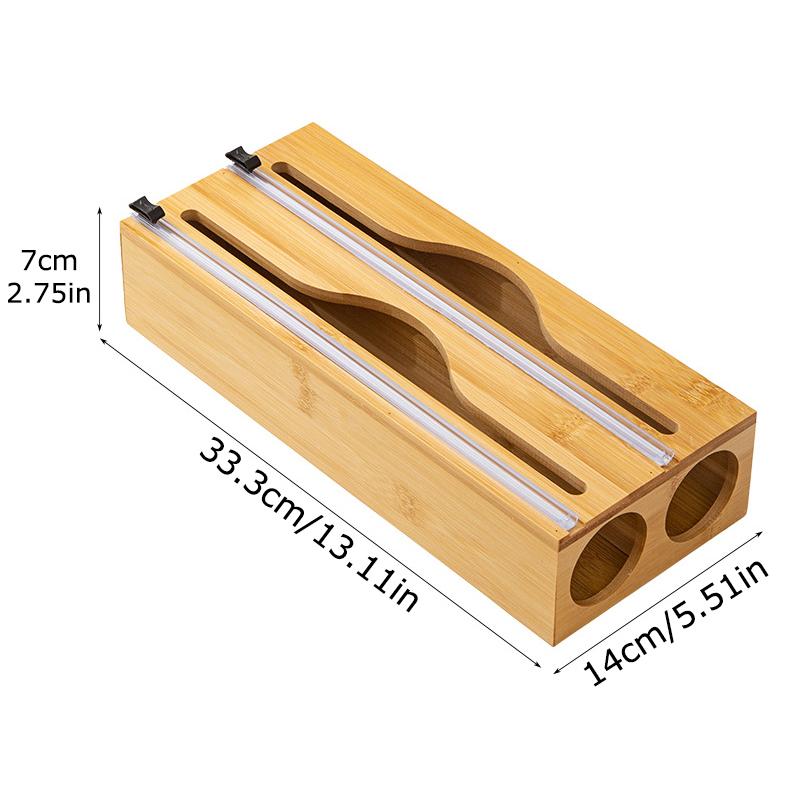 1 шт. Бамбуковая кухонная термопленка Daliy 2-в-1 Органайзер для упаковки Ресторан Алюминиевая фольга Резак Дом 1 Диспенсер для резки