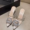 2024 новые модные прозрачные женские туфли-лодочки с острым носком и кристаллами, летние повседневные туфли-лодочки на высоком каблуке, женские Zapatos Mujer