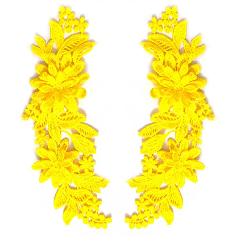 1 пара вышитых нашивок с отделкой 3D цветочная аппликация для одежды сумки кружево цветок DIY полые изысканные значки аксессуары 23X8 см