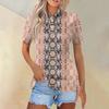 Женская модная повседневная рубашка с короткими рукавами и принтом с лацканами, женские топы на пуговицах