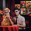 Day of The Dead Poster - 9 Piece Mexican Day of the Dead Decorations Sugar Skull Wall Art Dia De Los Muertos Party Decoration Skeleton Halloween Wall