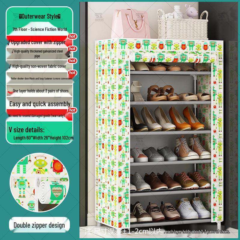 Multi-Layer Indoor Shoe Rack with Curtain