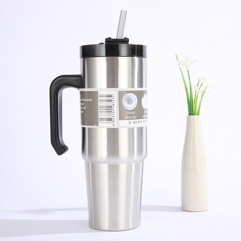 30oz Stainless Steel Vacuum Insulated Tumbler with Lid Thermal Coffee Car Cup Travel Mug Large Capacity with Handle Straw Mug