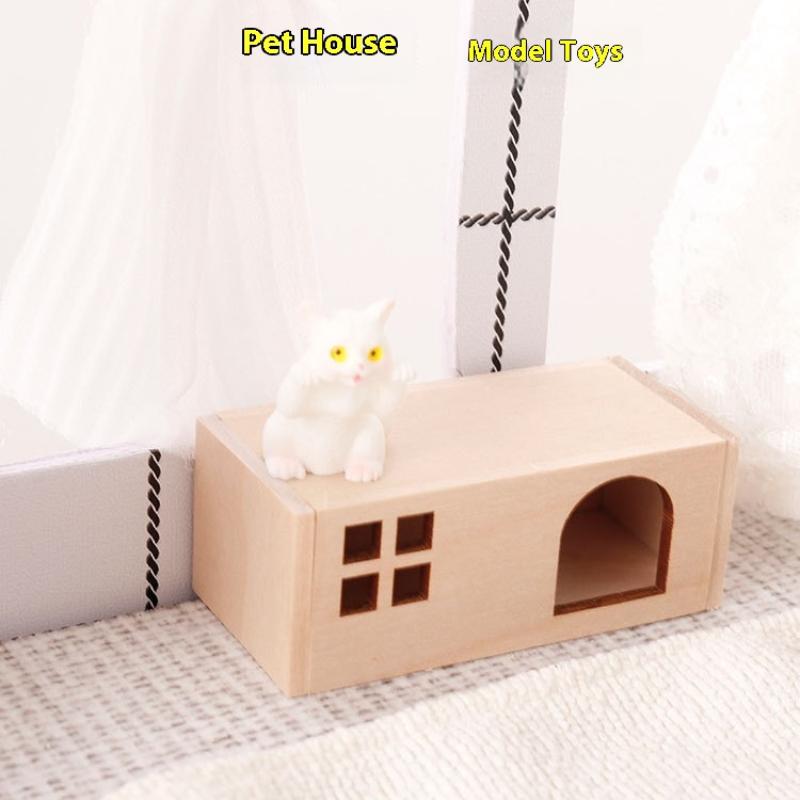 1:12 Mini Pet Kennel Kit, Dollhouse Cat & Dog House, Miniature Furniture Decor & High Quality Plaything Attachment