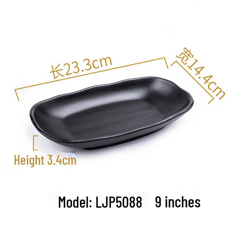 Melamine Black Imitation Porcelain Plate - Versatile Dish for Hot Pot, Barbecue, and Cold Dishes