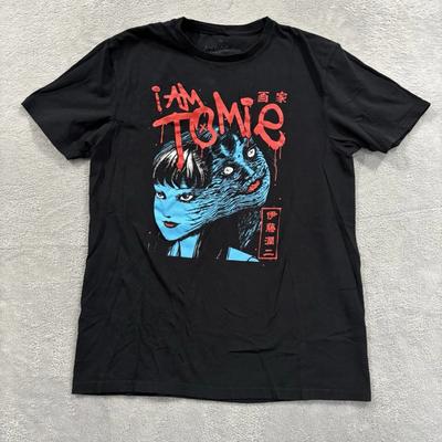 Редкая Аниме Футболка Junji Ito Tomie Черная с коротким рукавом Унисекс Ремейк Мужская Одежда
