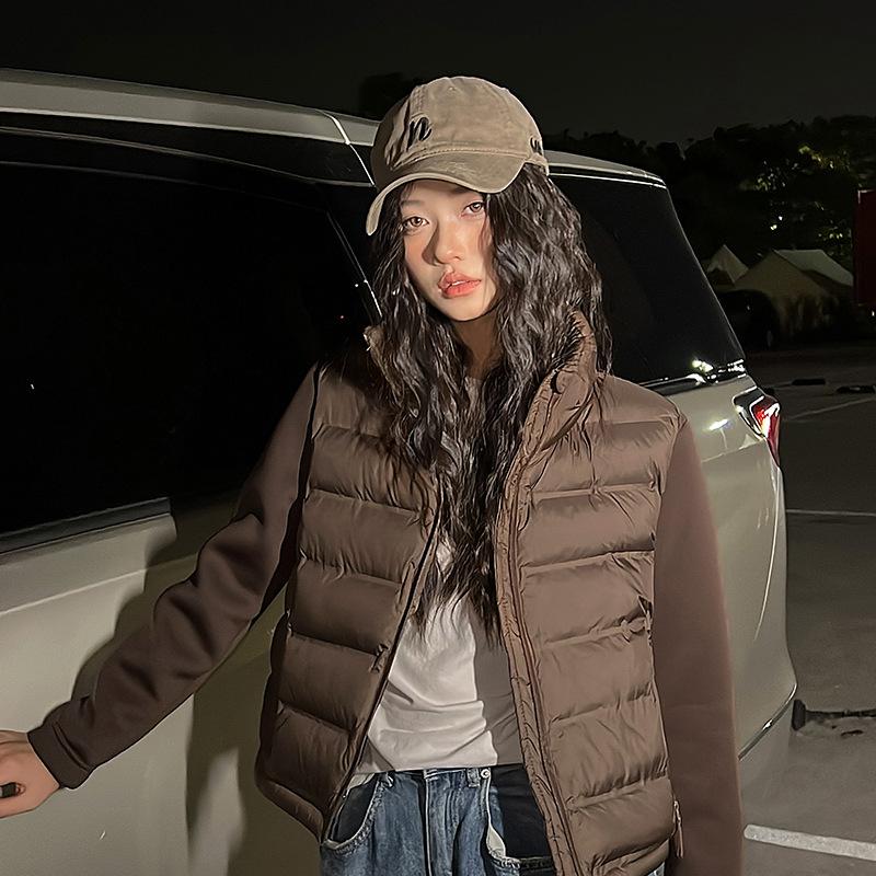 Поставка Осень Новая Трансграничная Женская Одежда Повседневная Рукава Сращивание Хлопковая Одежда Куртка Однотонная Стеганый Хлопок