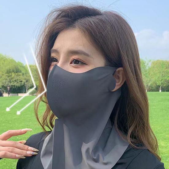 Summer Face Guard Moisture-Wicking Fabric Breathable Elastic Neck Gaiter Sun Protection Ice Silk Face Guard