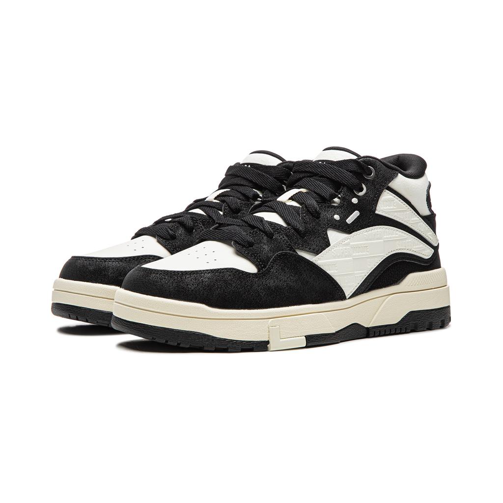 Li Ning Wave MID FLEECE Термозащитные Нескользящие Средние Кеды для Скейтборда Унисекс Черно-Белые AGCV381-3