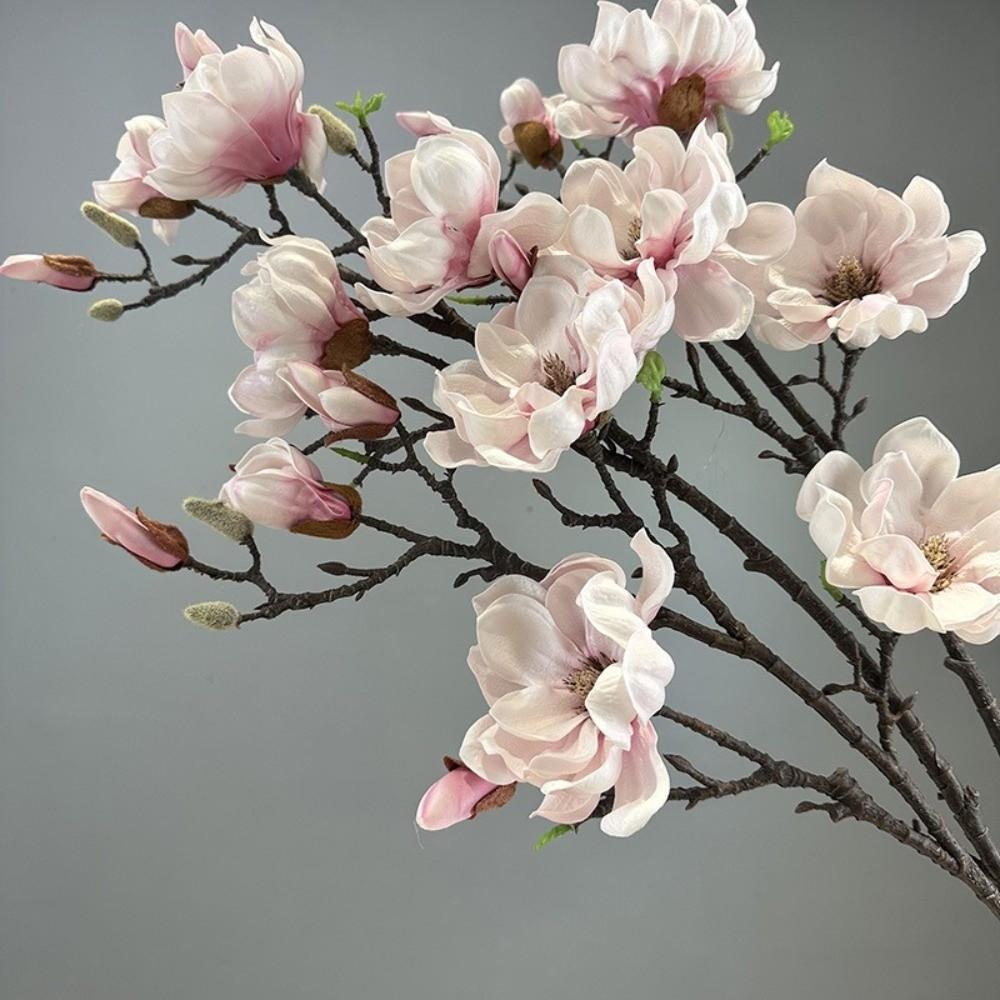 Handmade Simulation Big Magnolia Real Touch Fake Flower Artificial Magnolia Branch  Teacher's Day