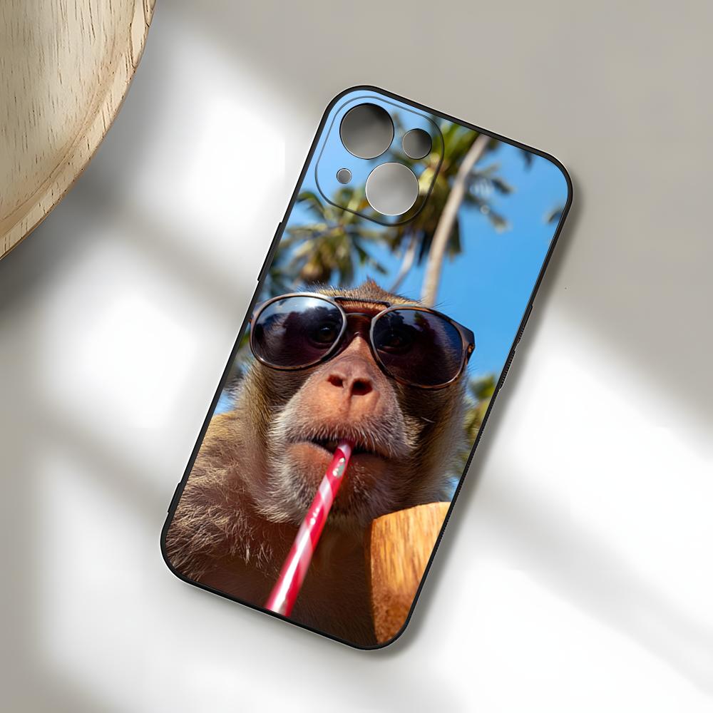 Смешной Чехол-Обезьянка Для IPhone 17 Pro Max 15 Pro 16 14 Plus 12 13 Mini 11 Pro Ударопрочный Мягкий Чехол
